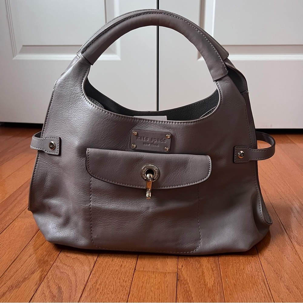 Kate Spade Gray Leather Dylan Satchel purse hand bag